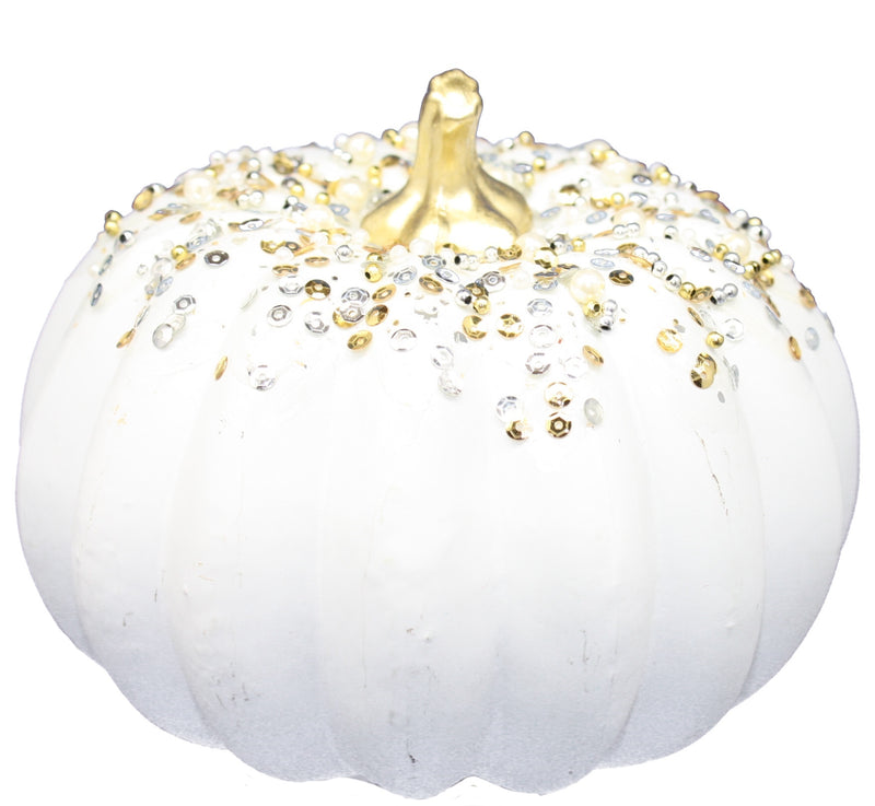 Handblown Glass Harvest Pumpkin with Jewel Accent - - The Country Christmas Loft