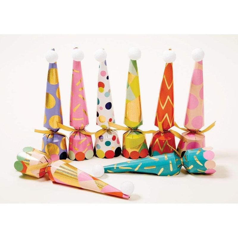 Party Hats Cone Celebration Crackers - 10 Inch - 8 Per Box