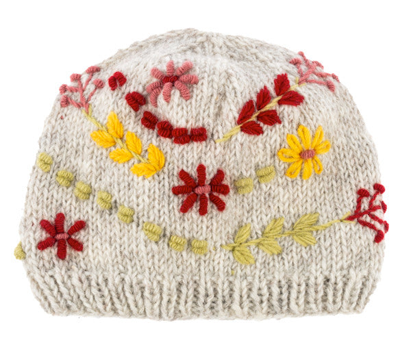 Knit Embroidered Floral Winter Hat - – The Country Christmas 