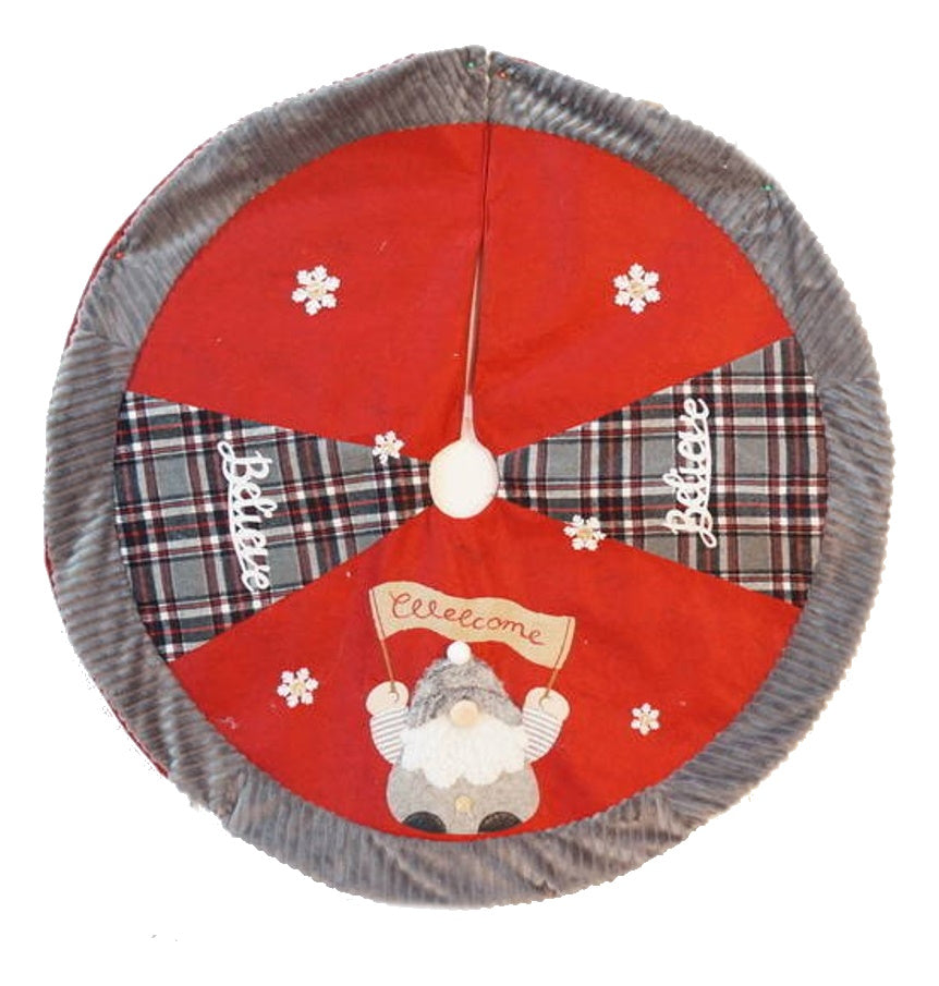 Gnome Embroidered Fleece Tree Skirt 48 Inch Red The Country