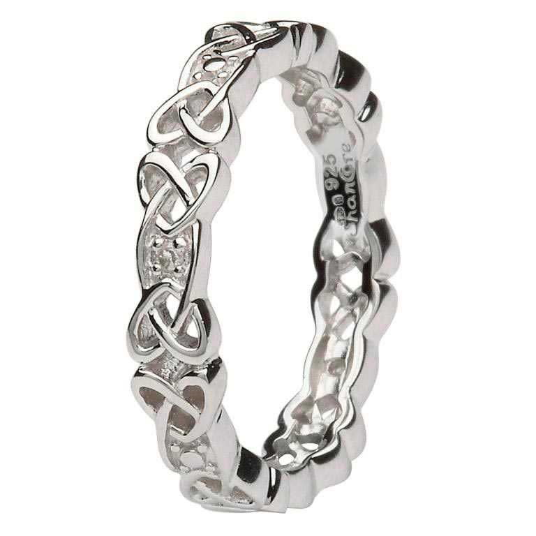 Sterling Silver Diamond Set Celtic Ring -