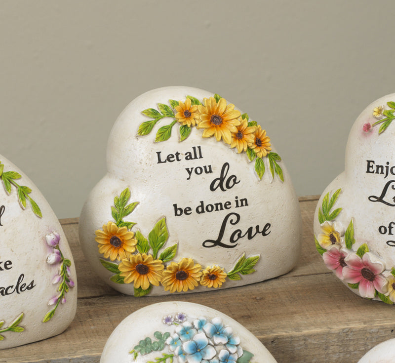 Resin Inspirational Heart Stone - Let all you do be done in Love - The Country Christmas Loft
