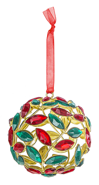Acrylic Gem Holly Ball Ornament - The Country Christmas Loft