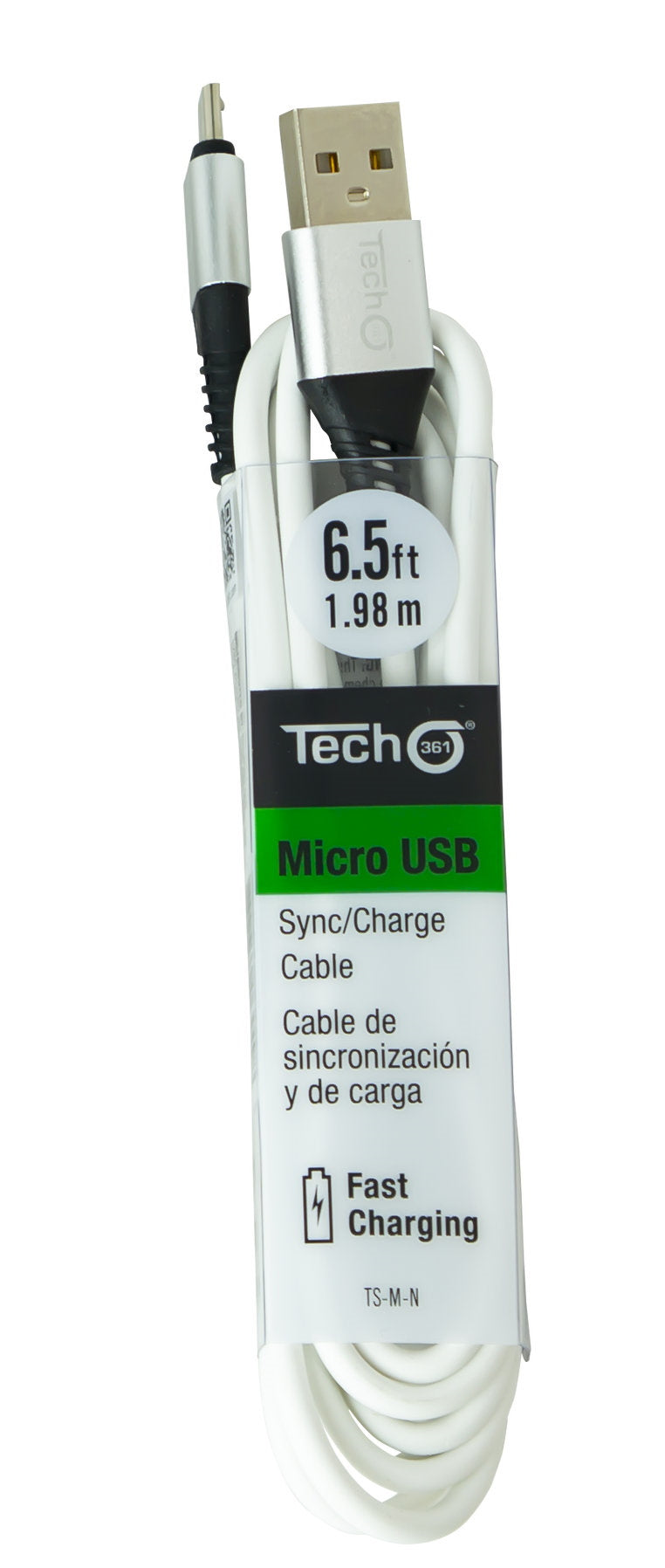 Micro USB 6.5 foot Sync/Charge Cable - White