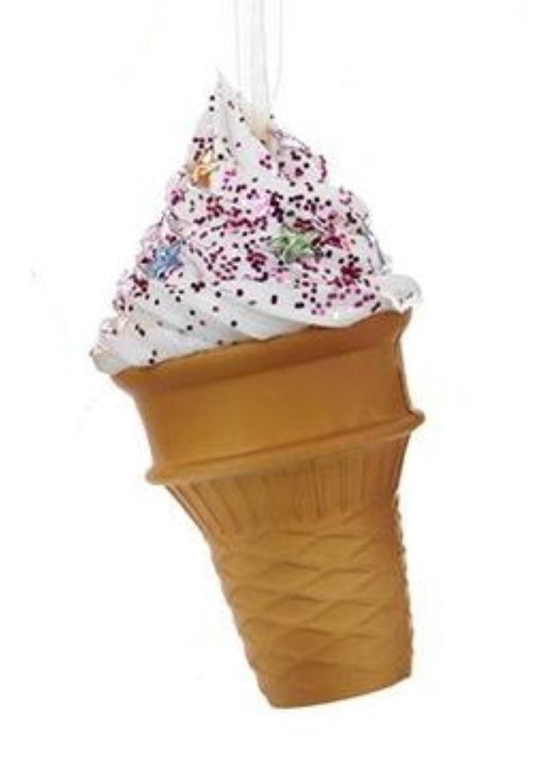 Foam Ice Cream Cone Ornament Vanilla with Crystals The Country