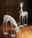 Lighted Rattan Snowy Deer - Head Down