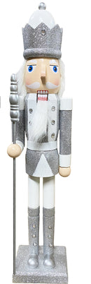 Classic Silver Nutcracker - 2 Feet Tall - with Staff