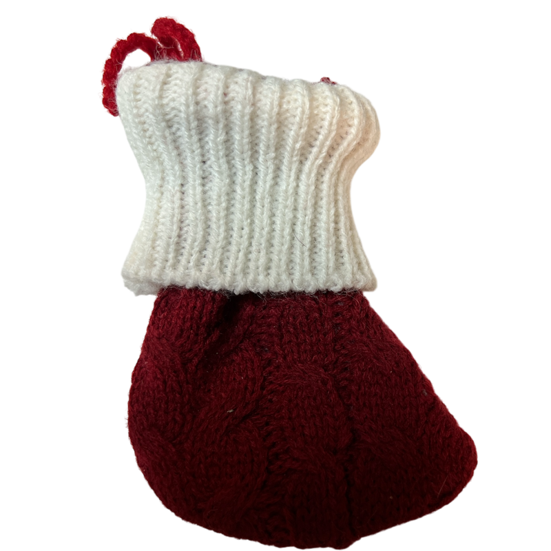 Knitted Red and White Stocking Ornament