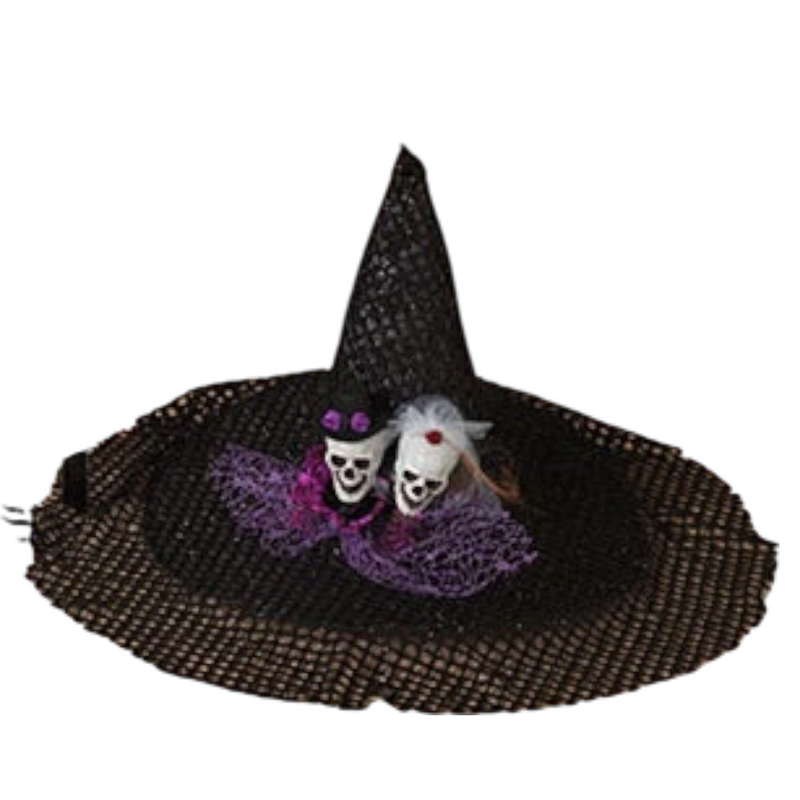 Fabric Halloween Witches Hat - Skulls