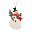 Wood and Fur Snowman Ornament - Tophat with Tree