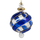 Blown Glass with Golden Swirl Rib Ornament - Blue