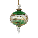 Gold Etched Blown Glass Sphere - Green