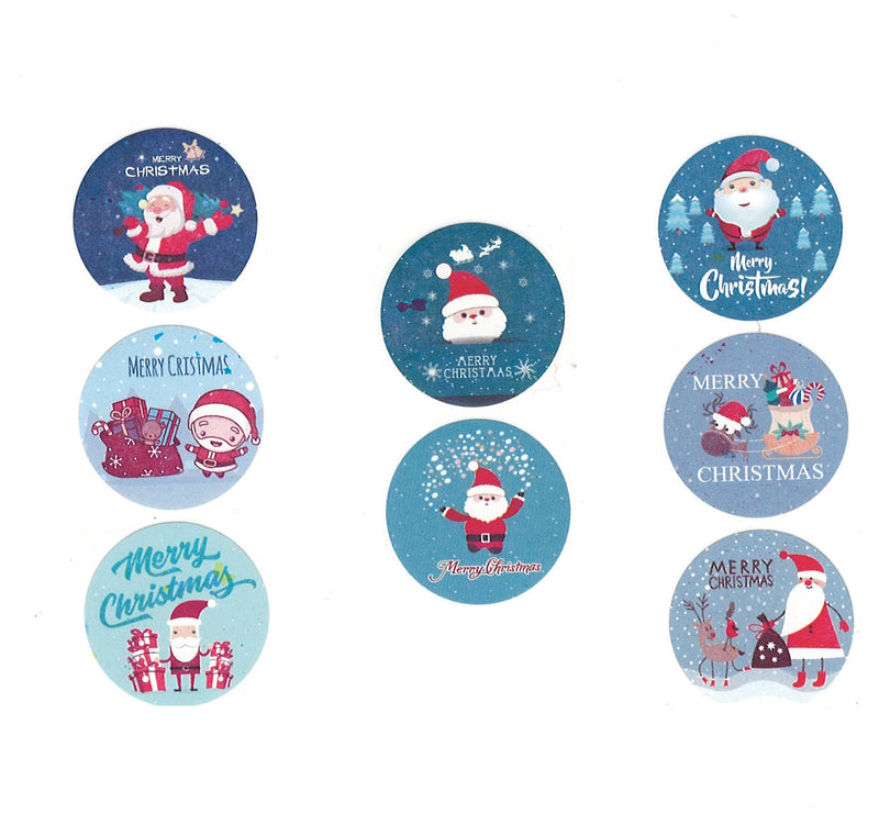 Christmas Stickers -  Santa - 1 inch - Set of 50