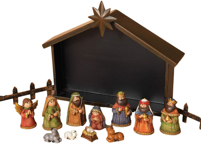 12 Piece Nativity Set with Metal Creche - The Country Christmas Loft