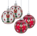 Glass Nutcracker Design Ball Ornaments - 4-Piece Set