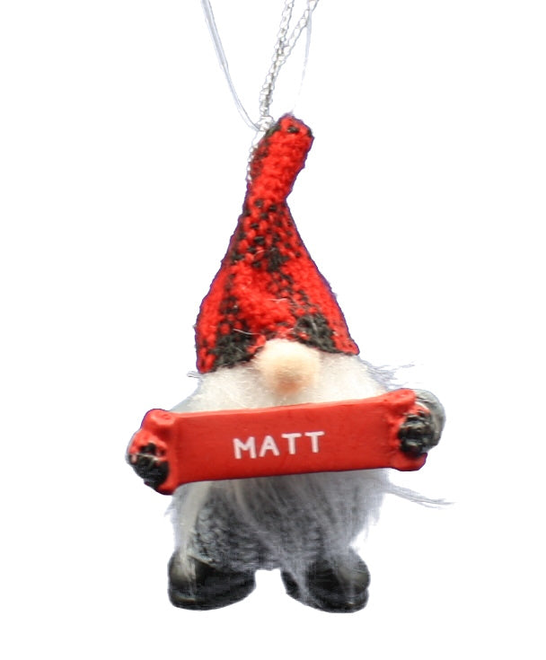 Personalized Gnome Ornament (Letters J-P) - Matt - The Country Christmas Loft