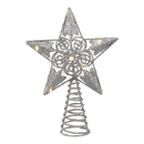6" Battery Operated Lighted Silver Tree Topper