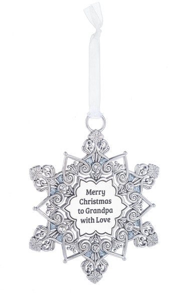 Gem Snowflake Ornament - Merry Christmas to Grandpa with Love - The Country Christmas Loft