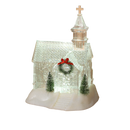 Lighted Church Waterglobe with Spinning Water