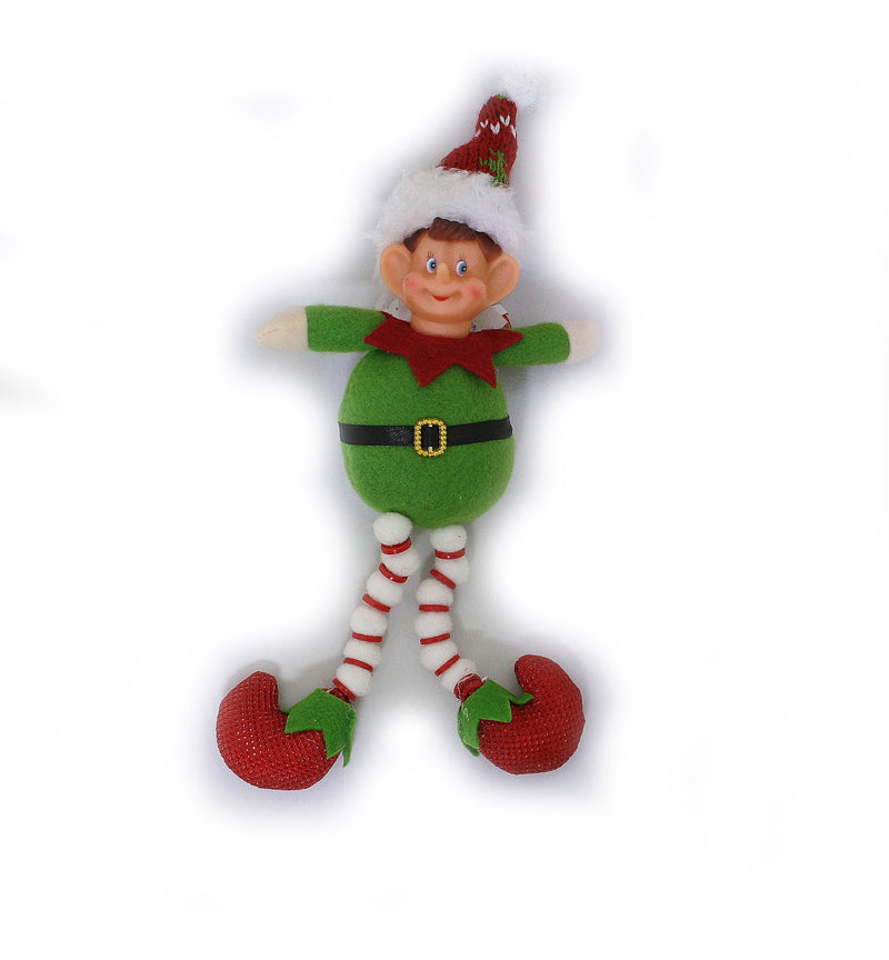 11 Inch Holiday Elf Ornament - Green