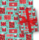 Holiday Whimsical Roll Wrap - 30" x 168" - Presents on Blue