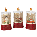 Christmas B/O Lighted Spinning Water Globe Candle