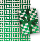 Premium Foil Roll Wrap - 30" x 120" - Emerald Checkered Delight