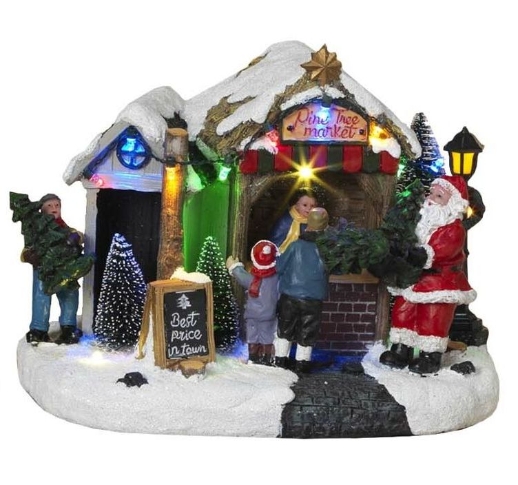 9 Inch Lighted Village Tree Shop - - The Country Christmas Loft