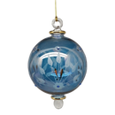 Etched Blown Glass Ball with Crystal Accents - Blue