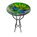 Dragonfly Fused Glass Bird Bath - Home & Living >> Garden - by Gift Essentials