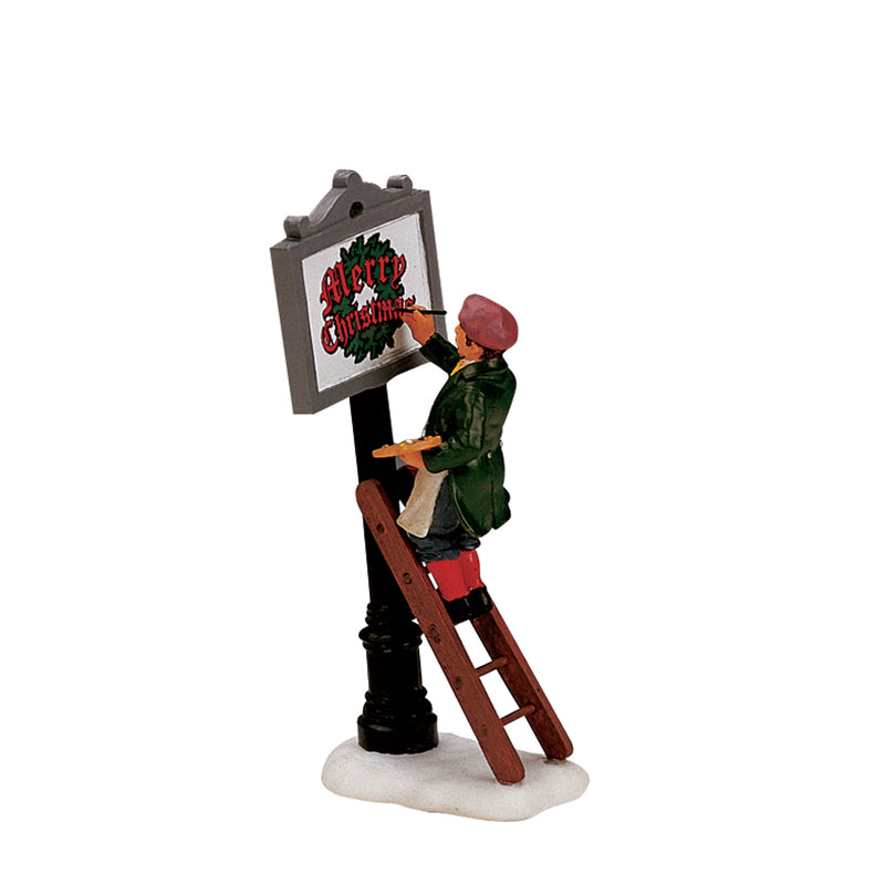 Sign Painter on Ladder figurine - The Country Christmas Loft
