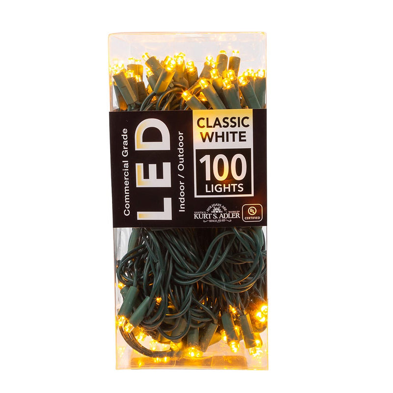 100-Light Classic Warm White LED Green Wire Light Set