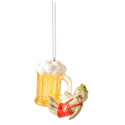 Drinking Sloth Ornament - Red - The Country Christmas Loft