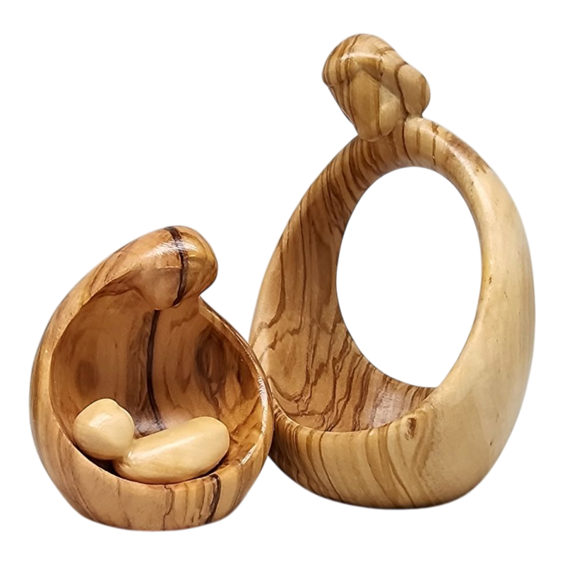 Nesting Style Holy Family Nesting Carved Nativity - Olive Wood - 4.5 Inch