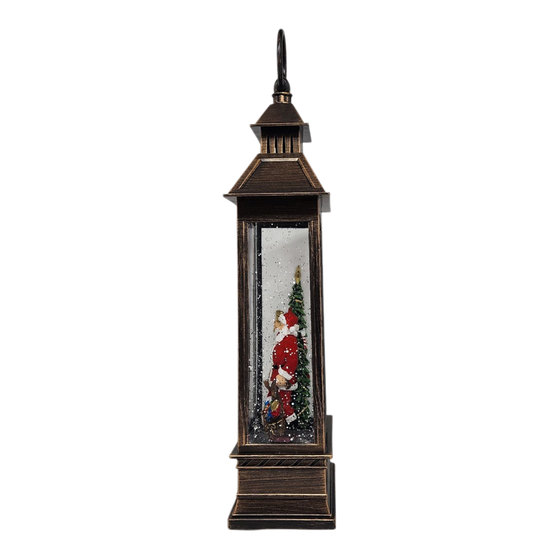 Lighted Spinning Waterglobe Lantern - Santa Delivering Gifts