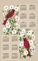 2027 Linen Calendar Towel - Dogwood and Cardinal - Calendars - by Kay Dee Design