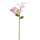 15 Inch Metal & Wood Spring Stake - Pink Bird