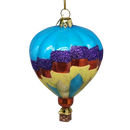 Glass Hot Air Balloon Ornament - Vibrant Blue