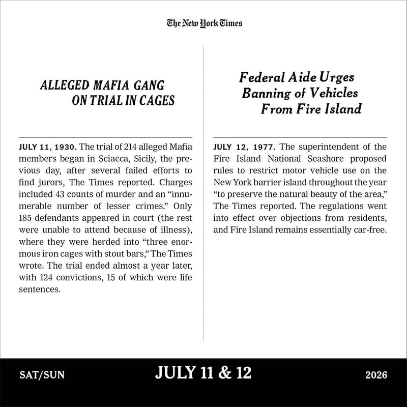 New York Times Headlines in History Page-A-Day Calendar 2026
