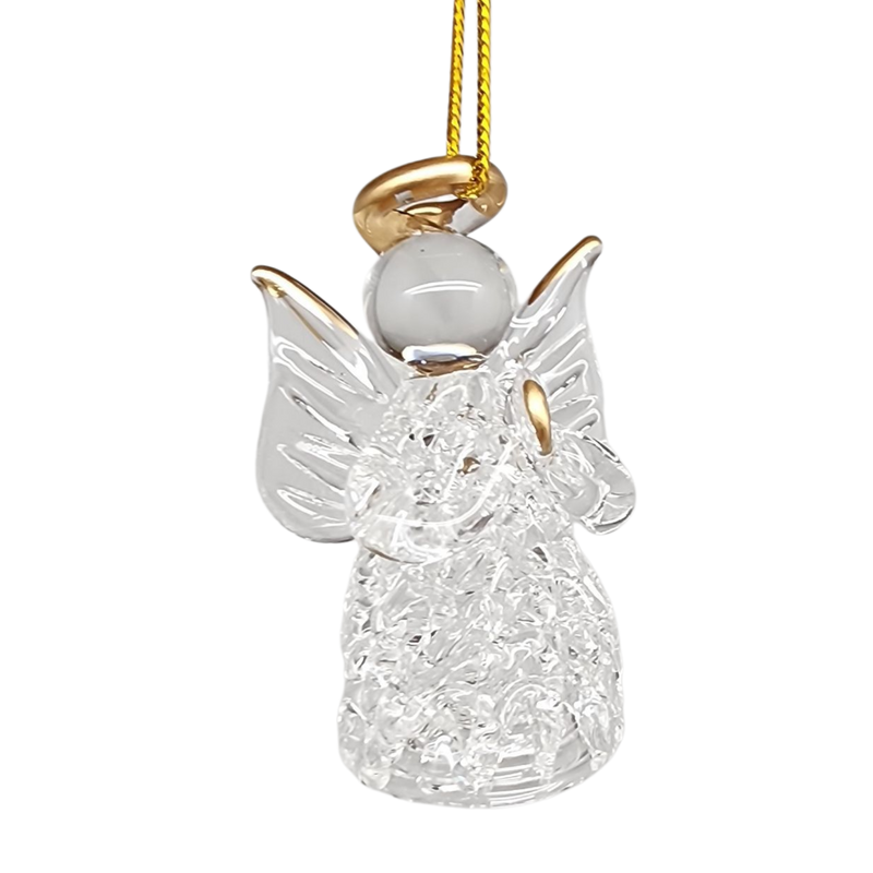 Spun Glass Angel Ornaments with Praying Gesture