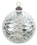 Faceted Glass Ornament Trinket Box with Place Card Holder - Silver