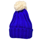 Knit Hat With Three Interchangeable Poms - Blue