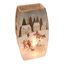 Lighted Glass Vase - Magical Winterland - Three Houses - 7¾ Inches tall