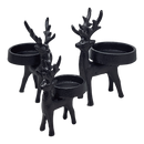 Iron Matte Black Reindeer Candle Holder  3 Piece Set