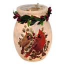 4 inch Lighted Jar with Garland - Two Cardinal Delight