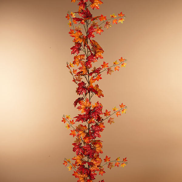 6 Foot Maple Leaves with Berries Garland - The Country Christmas Loft