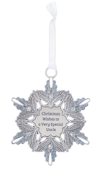 Gem Snowflake Ornament - Christmas Wishes to a Very Special Uncle - The Country Christmas Loft