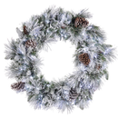 Pre-Lit Flocked Mixed Green Wreath - 30-Inch