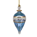 Lattice Glass Ornaments With Gold Accents - Light Blue Teardrop