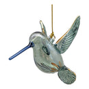 Gold Etched Glass Hummingbird Ornament - Green with Blue Beak